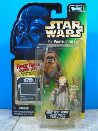 1997 Kenner Star Wars Power Of The Force Ewoks Wicket Logray Freeze Frame