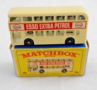 Vtg 1960s Matchbox Lesney 74 Daimler Bus Esso Extra Petrol W/box Type E3