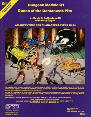 Q1 Queen Of The Demonweb Pits Exc Module Dungeons Dragons D&d Adventure Gygax