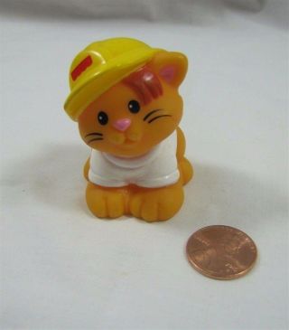 Fisher Price Little People Construction Cat In Hard Hat Kitty Worker House Farm