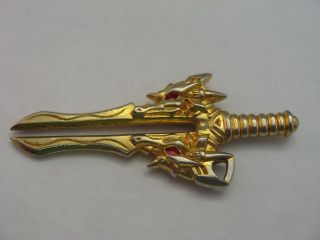 Very Cool Vintage Metal Toy Sword Figure Double Split Edge Dragon Heads Handle