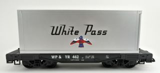 LGB G SCALE 4085 WHITE PASS FLAT CAR WITH CONTAINER 462 4