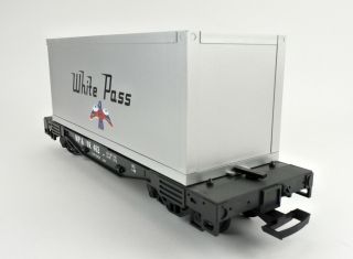 LGB G SCALE 4085 WHITE PASS FLAT CAR WITH CONTAINER 462 8