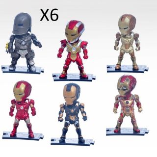 6 Pic Iron Man Action Figure Marvel The Avengers Toy Car Room Heads&hands Move