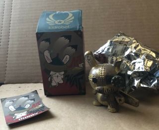 Kidrobot Dunny Art Of War 3 " Gold Camo Tank Destroyer Drilone Case Exclusive
