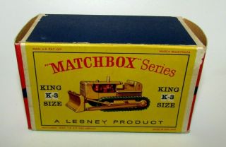 Matchbox King Size K - 3 Empty D Type Box Caterpillar D.  9.  Bulldozer