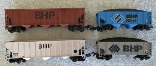 4 X Bhp Steel Coal Hoppers By Powerline Freightline Lifelike - Ho Oo