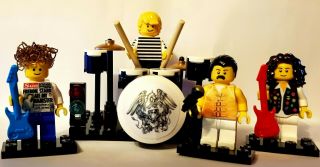 Queen Freddie Mercury Bohemian Rhapsody Custom Lego Minifigure Set with Drums 5