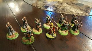 Middle Earth Sbg Lotr Haldir With 9 Unarmored Archers Metal Nicely Painted