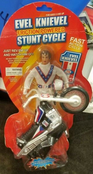 Evel Knievel Ideal Friction Powered Stunt Cycle With Figure & Helmet 2006 (moc)