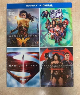 Dc 4 Pk Wonder Woman Suicide Squad Man Of Steel Batman V Superman Blu - Ray Digita