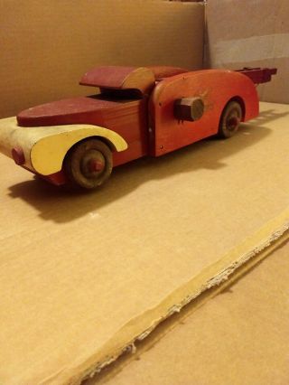 Early Buddy L Wooden Fire Truck With Wind Up Ladder Very Kool