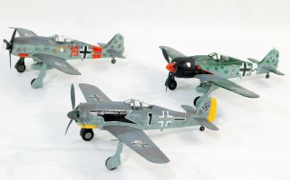 1/72 Three German Fw 190 Fighter Aces Of Wwii - Very Good Built & Painted