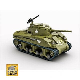 Ww2 M4 Sherman Tank Moc Full Interior Brick Set By Buildarmy®,  Soldier Minifigure