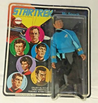 Mego Star Trek Vintage 1974 Spock Figure,  Rubies Adult Med Shirt & Phaser Pistol