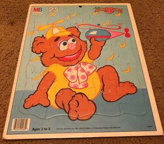 Vintage 1987 Muppet Babies Cartoon Fozzie Frame - Tray Puzzle