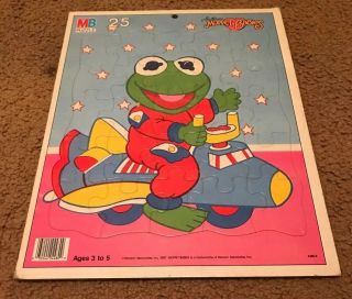 Vintage 1984 Muppet Babies Cartoon Kermit Frame - Tray Puzzle