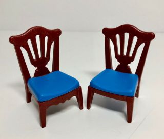 Playmobil 5300 Victorian Mansion - 5316 Blue Dining Room Furniture 2 X Chairs