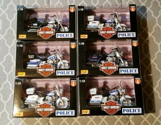 Toy Maisto 1:18 Harley Police Motorcycle Series 4 Diecast Law Enforcement Set