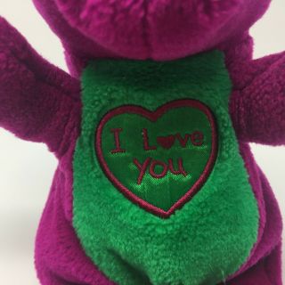Vintage 1990 ' s Barney 12” I Love You Plush Doll Stuffed Animal Purple Dinosaur 3