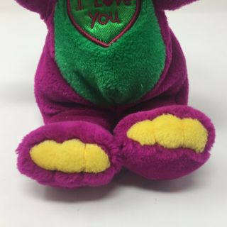 Vintage 1990 ' s Barney 12” I Love You Plush Doll Stuffed Animal Purple Dinosaur 4