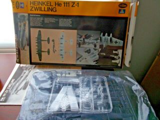 Vintage Testers Heinkel He 111 Z - 1 Zwilling,  Model Kit Unassembled