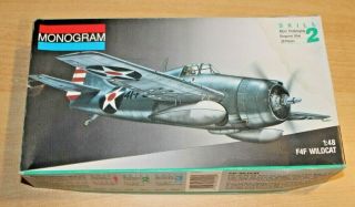 40 - 5220 Monogram 1/48th Scale Grumman F4f Wildcat Plastic Model Kit Started