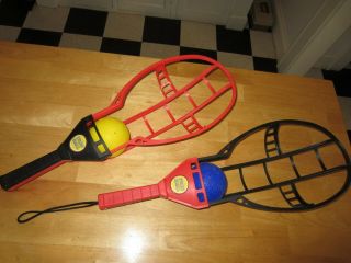 Vintage Wham O Trac Ball Racquet Game With 2 Balls