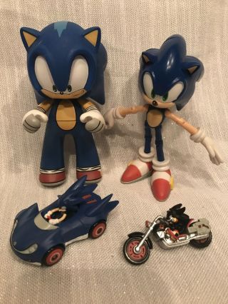 Rare Sonic The Hedgehog Set,  5 Inch Figures,  Mini Sonic And Shadow Racers