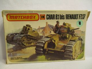 Matchbox Char B.  1 Bis/renault Ft.  17 3 Colour Model Kit 1/76 Scale Pk176