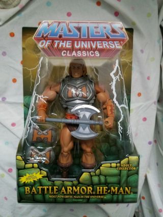 Motu Classics Battle Armor He Man Mib Master Of The Universe With Mailer Box