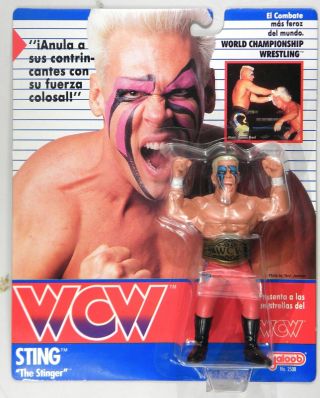 Galoob Toys Wcw Sting The Stinger Wrestling Pink Trunks Moc Foreign Card