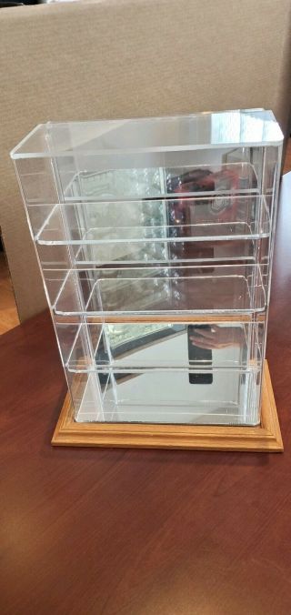 4 Car Tiered Acrylic Flat 1:24 Display Case With Wood Base And Mirrored Back