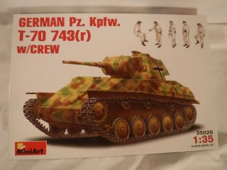 1/35 Miniart German Tank Panzer T 70 743 (r) W/ Crew In Winter Gear 35026 Ob