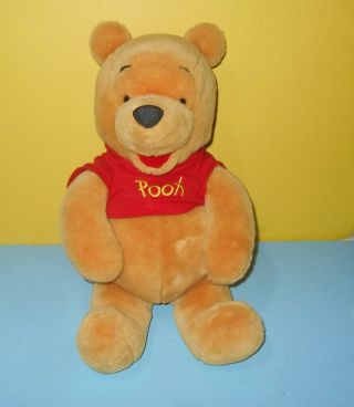 16 " Disney Classic Style Red Shirt Winnie The Pooh Bear Soft Stuffed Plush Pal