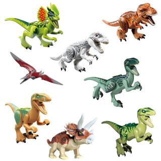 8x Mini Dinosaur Tyrannosaurus Park With Jurassic World Lego Toy Dinosaurs