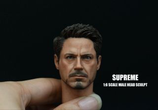 Supreme 1/6 Scale Civil War Tony Stark Head Sculpt For Hot Toys Figure Body