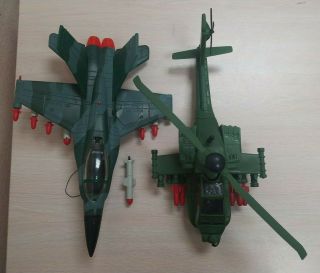 Godzilla 1998 Apache Attack Copter & F/a - 18 Hornet Strike Jet Trendmasters 3.  75 "