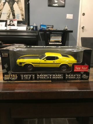 Sun Star 1971 Ford Mustang Boss 351 Mach 1 Yellow 1:18 Scale Diecast Model Car