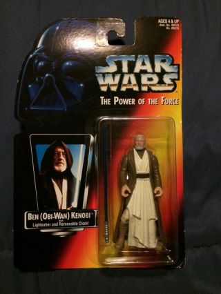 1995 Kenner Star Wars Ben Obi - Wan Kenobi Long Saber Red Card Potf2 Rare Variant