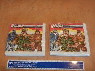 2 Packages Of 1988 G.  I.  Joe Napkins,  32 Total,  Old Stock,