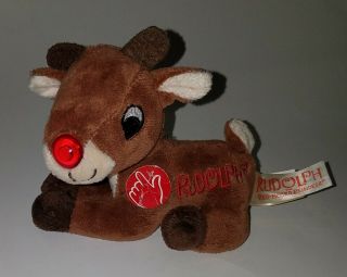 Rudolph Red - Nosed Reindeer 4 " Plush Dan Dee Christmas Music Song Nose Lights Up