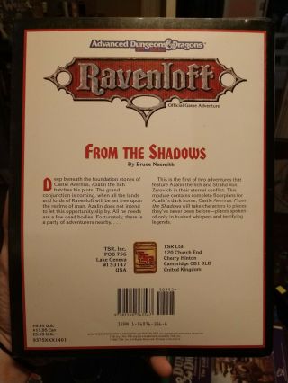 RQ3 Ravenloft: From the DhadowsAdvanced Dungeons Dragons 2E Module TSR 2