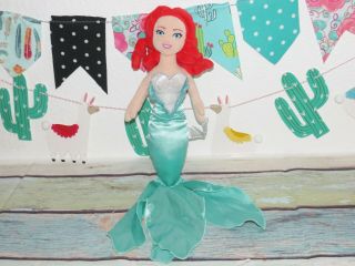 Disney Store Uk Little Mermaid Ariel Curly Hair Stuffed Soft Plush Rag Doll 20 "