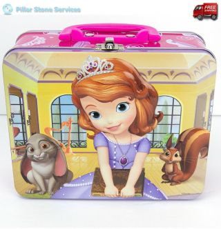 Sofia The First Cover 3d Metal Lunch Box Pink Purple Tin Storage Carry Case