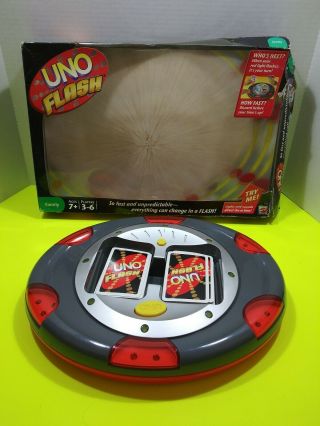 Uno Flash Electronic Mattel Sounds Lights Game Instructions Box Cards