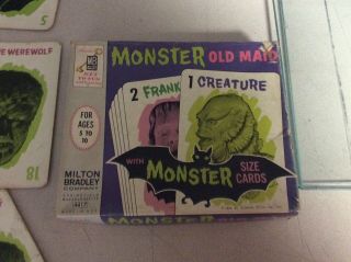 Vintage Milton Bradley 1964 Monster Old Maid Card Game 7