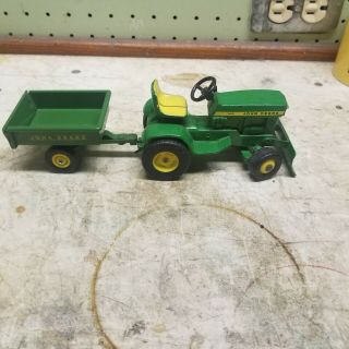John Deere 140 Lawn Garden Tractor With Blade Plow And Cart Wagon 1/16 Scale Usa