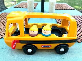 Vintage Little Tikes Yellow School Bus With 2 Toddler Tots People Toy Usa