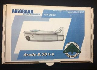 Arado E.  581 - 4 - Anigrand 1/72 Scale Unassembled Resin Aircraft Kit Aa - 4025